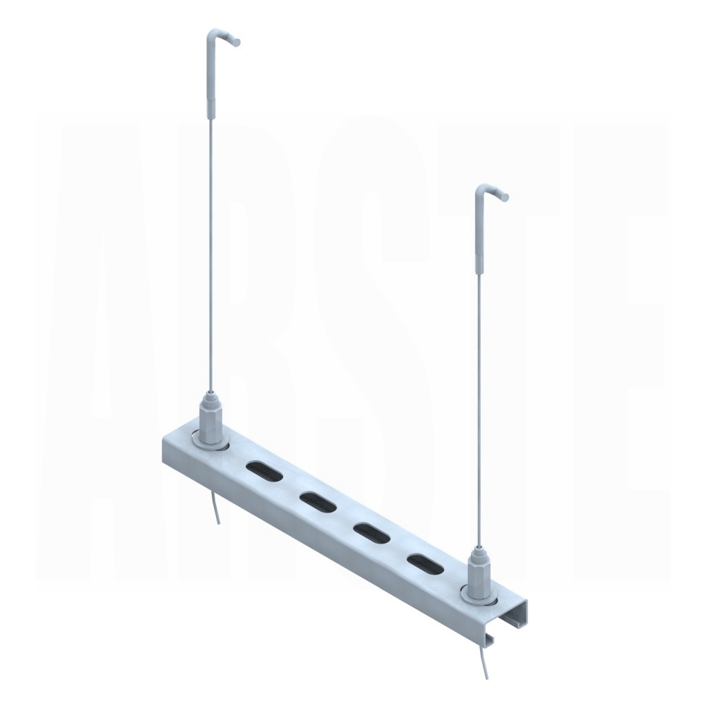 C-profile, with STL8x20 grippers + steel wires with hook